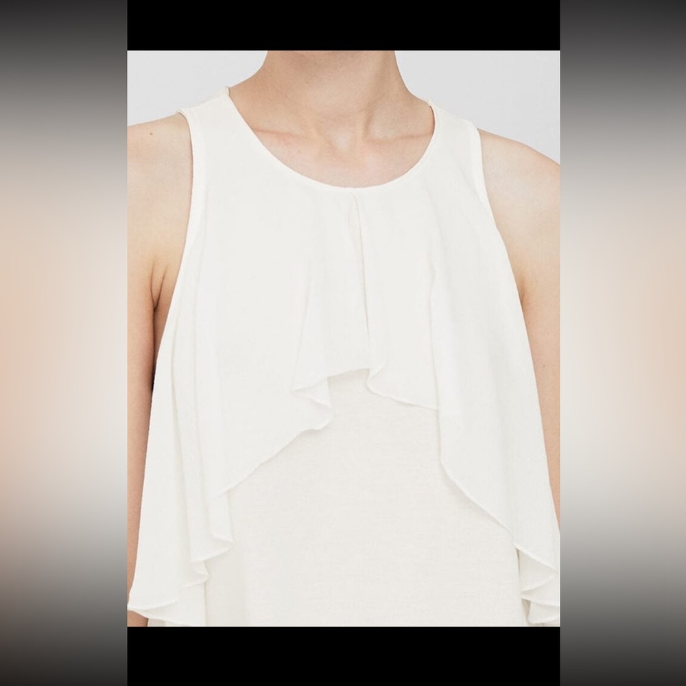 MANGO Women Off-White Solid Layered A-Line Top